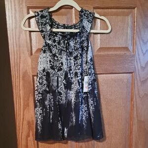 Bwear Black and White Ruffle-Neck Sleeveless Top